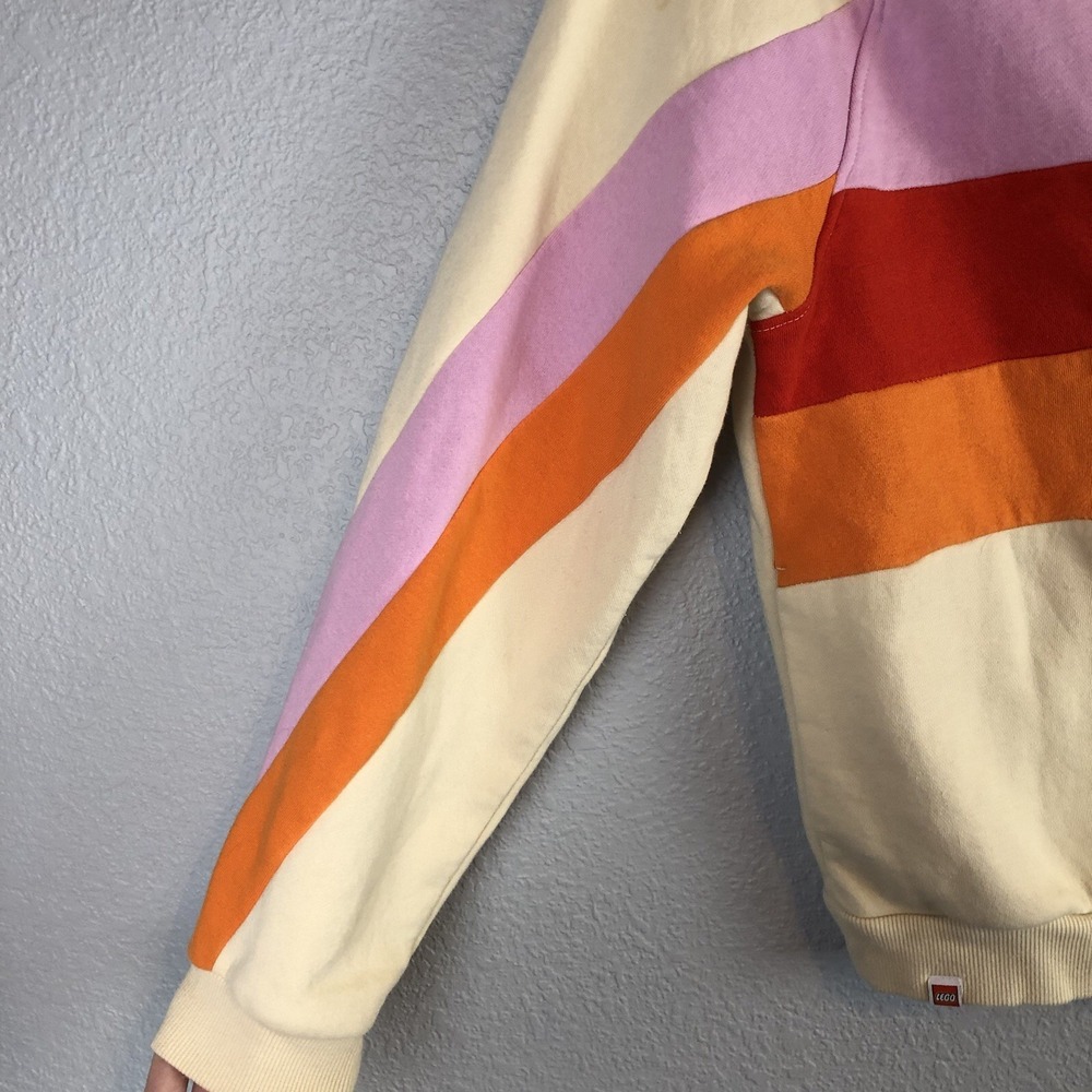 Lego Cream Zip-Up Sweatshirt with Pink, Red & Orange Stripes - Picture 6 of 8